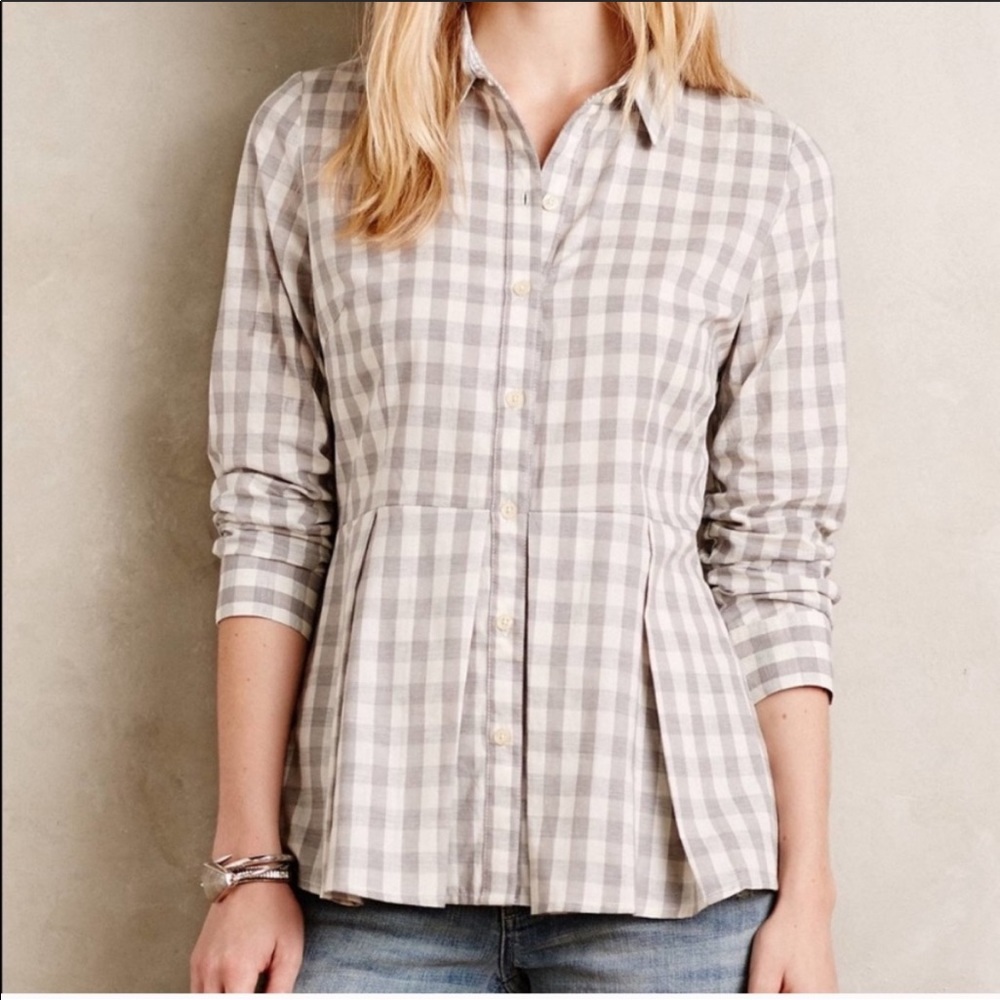 Anthropologie Peplum button down